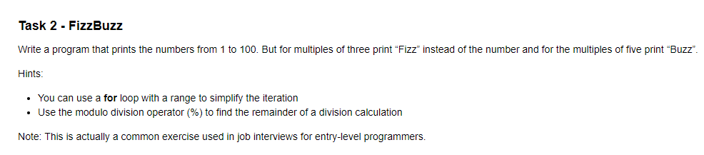 player1 = input('Enter Value for Player 1: ') if (player1 != 'rock'