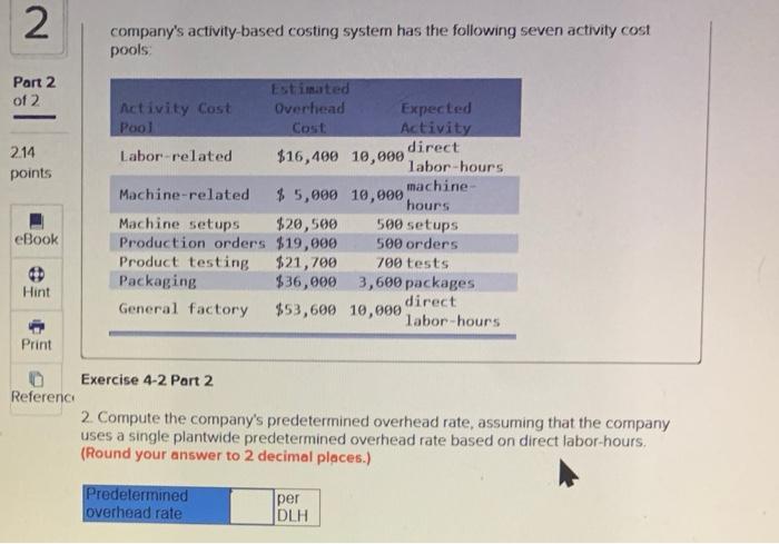 activity cost pools: Estimated Activity Cost Overhead Expected Pool Cost Activity direct