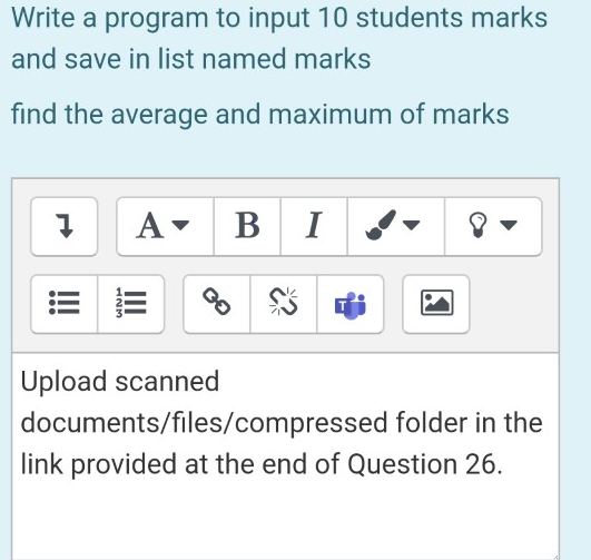Write a program to input 10 students marks and save in