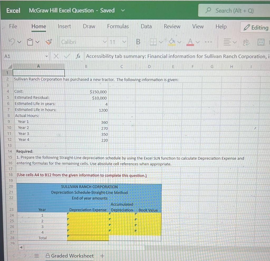 please do them with Excel formula Excel McGraw Hill Excel Question