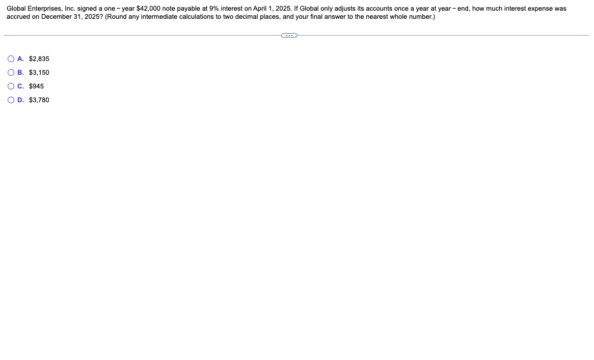  Global Enterprises, Inc. signed a one - year $42,000 note payable