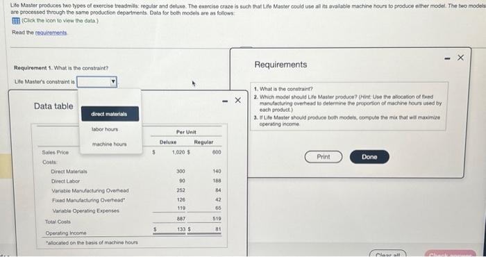  are processed through the same production departments. Dats for both models