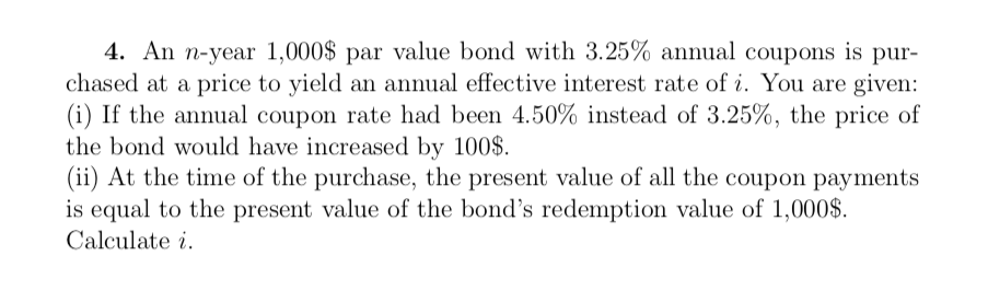 Please post with mathematical formulas, not an excel sheet 4. An n-year