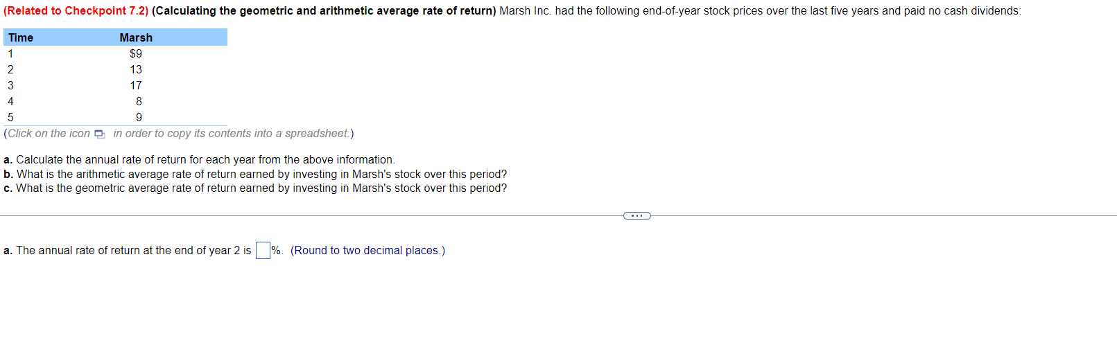  (Related to Checkpoint 7.2) (Calculating the geometric and arithmetic average rate