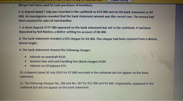 taken from the books of Motsepe Traders: Bank Reconciliation Statement of Motsepe