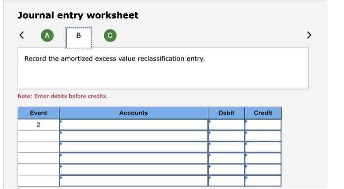 and the excess value (differential) reclassification entry(B, part c). Exercise 4-19 (Static)
