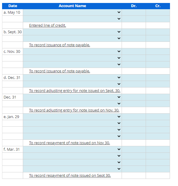 Recording Entries for Short-term Notes Payable Masys Store supported its operations for