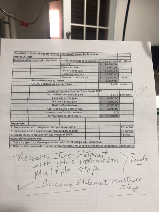  Ejercicio 1 - Estado de Ingresos multiple y Estado de Ganancias