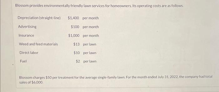  Please help :) Blossom provides environmentally friendly lawn services for homeowners.