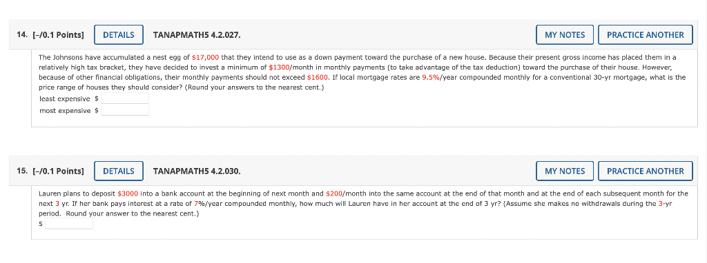  please help with both [-/0.1 Points] TANAPMATH5 4.2.027. price range of