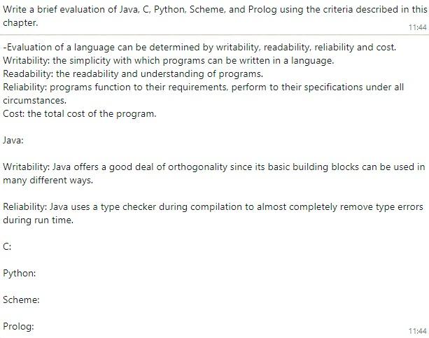 I have write about java. You need to write about 1) C.