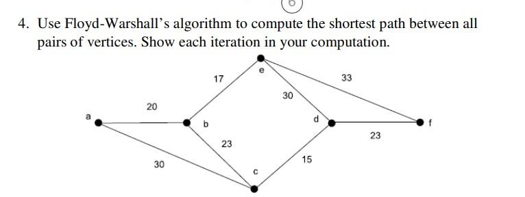  please show the algorithm used to find the shortest path 4.