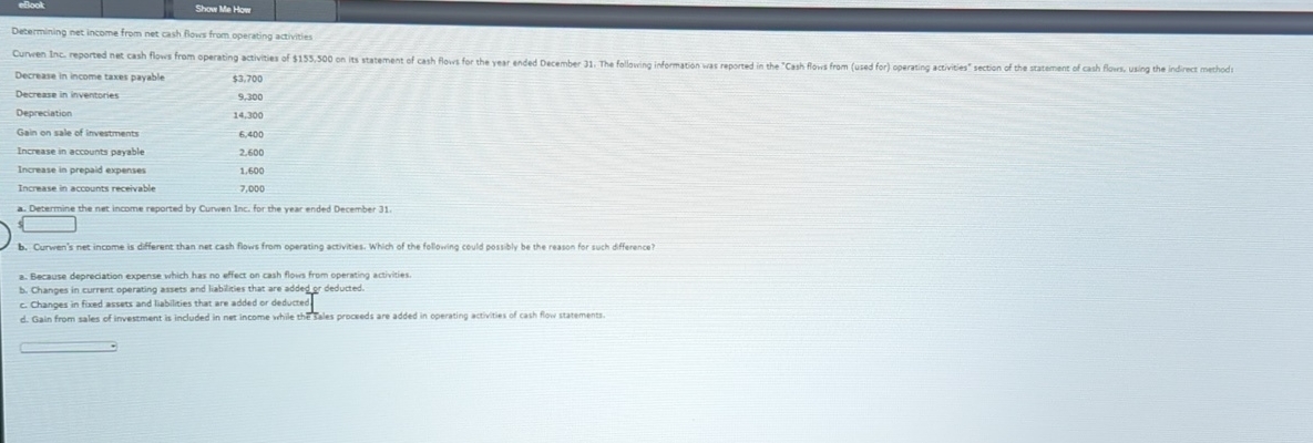  Determining net income from net ash fiows from operating achivities \table[[Decrease