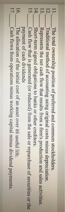 per share e historical cost accounting f. income statement g. liquidity h.