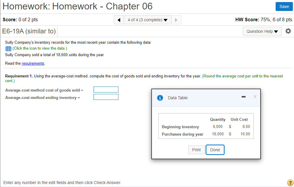  Homework: Homework - Chapter 06 Save Score: 0 of 2 pts