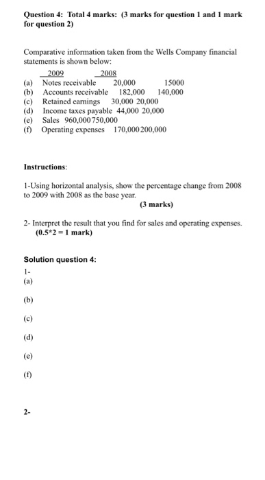  Question 4: Total 4 marks: (3 marks for question 1 and