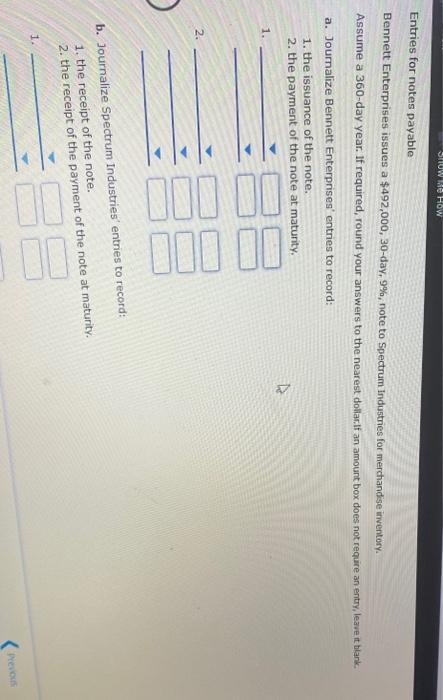  Uw Me How Entries for notes payable Bennett Enterprises issues a
