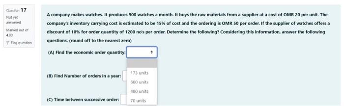  plz plz help answer this question . Question 17 Not yet