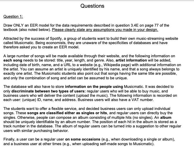 Lab 3. Enhanced Entity Relationship (EER) Model Question 1: Draw ONLY an