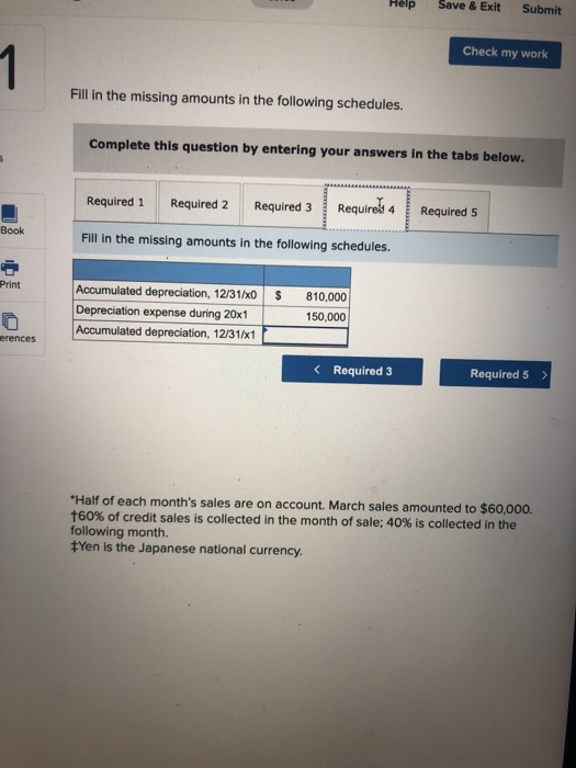 Required 3 Required 4 Required 5 Fill in the missing amounts in