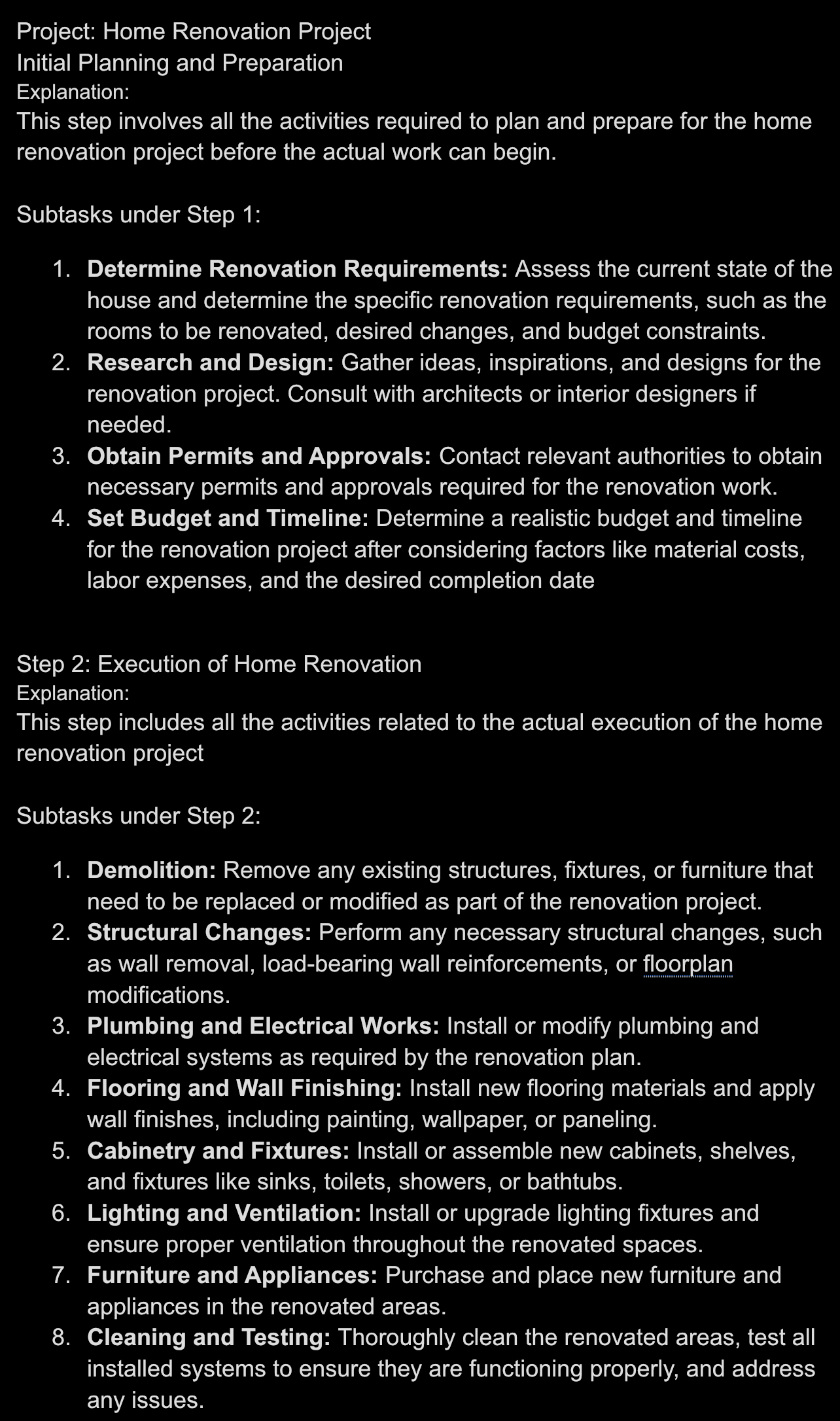 2. Please Use MS Project, to enter the WBS in the image