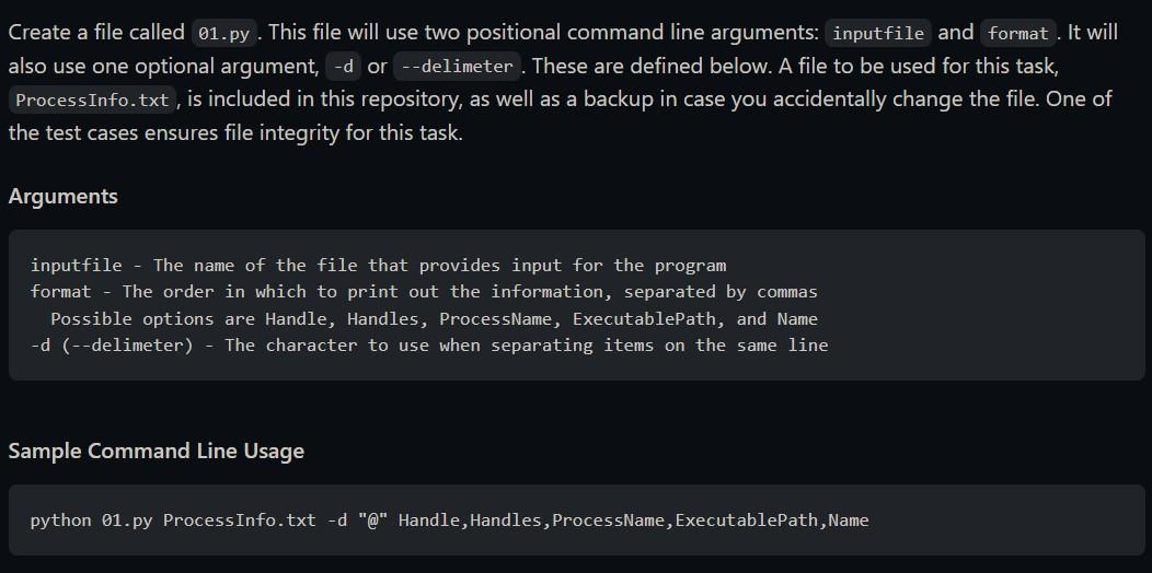 Create a file called 01.py. This file will use two positional