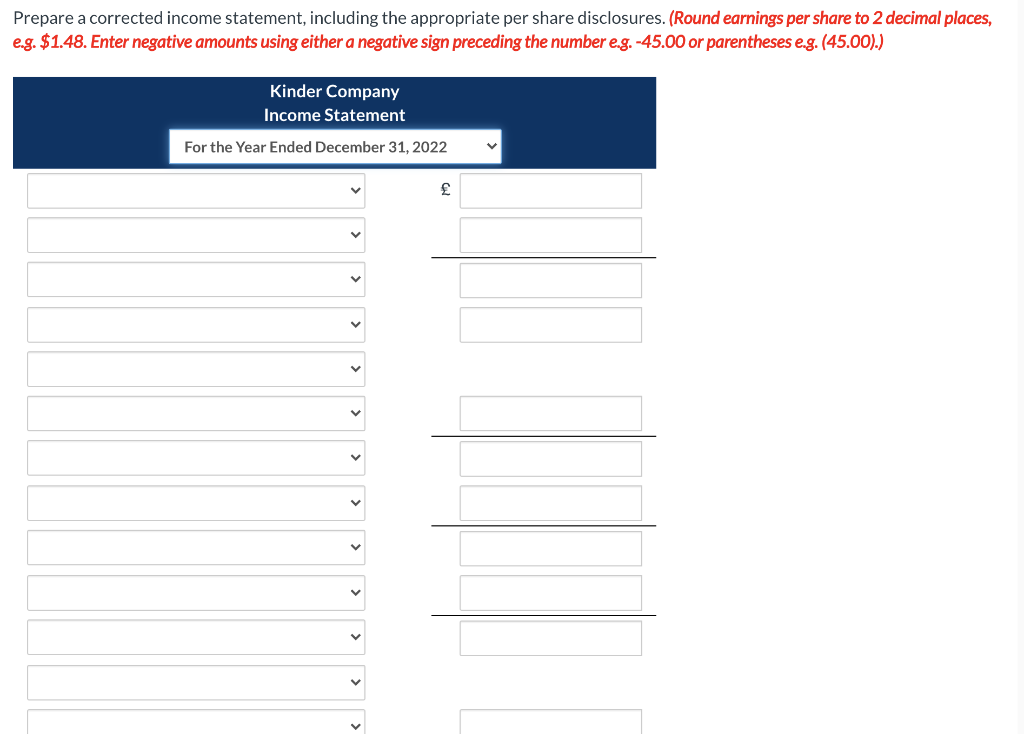 statement. (18 total blanks for accounts name and 15 with number entries)