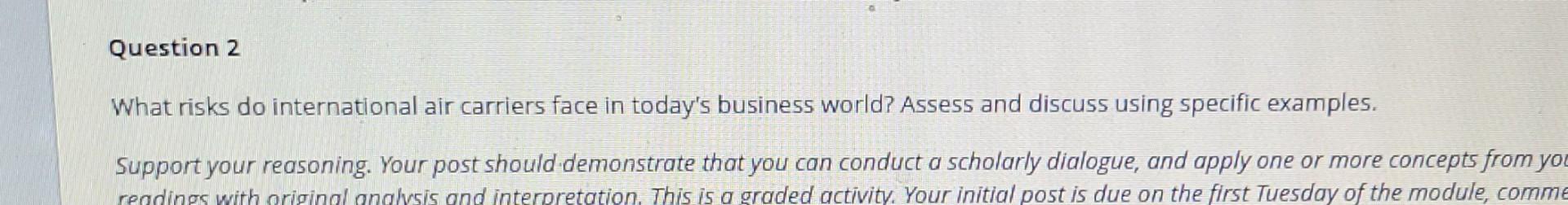 Question 2 What risks do international air carriers face in today's