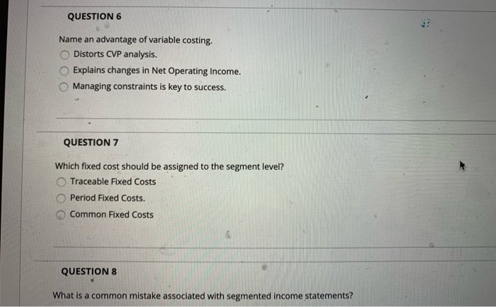 example of which level activity? Unit Product Organization-sustaining QUESTION 5 What is
