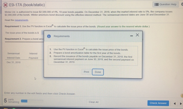  X E9-17A (book/static) Question Help Winter Ltd is authorized to issue