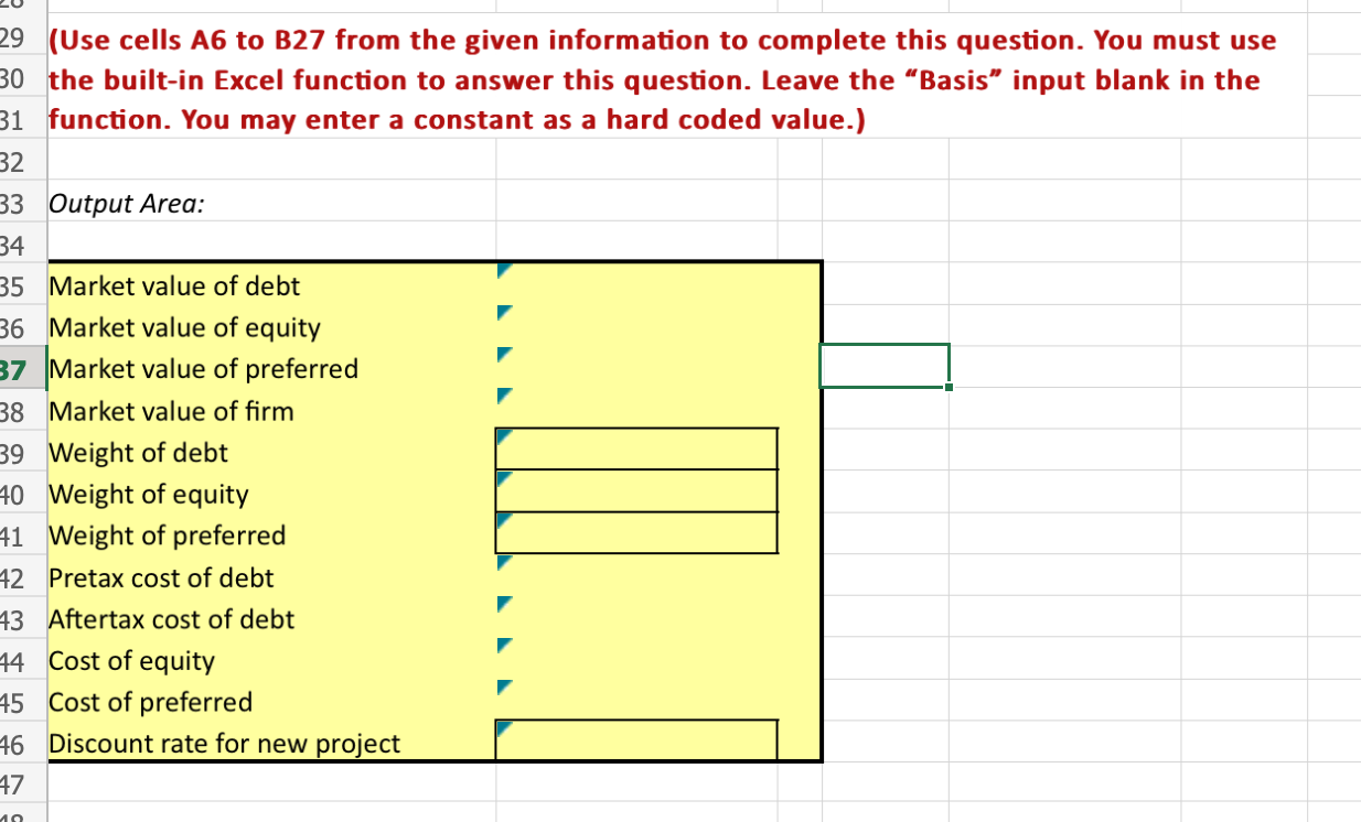 (Use cells A6 to B27 from the given information to complete this