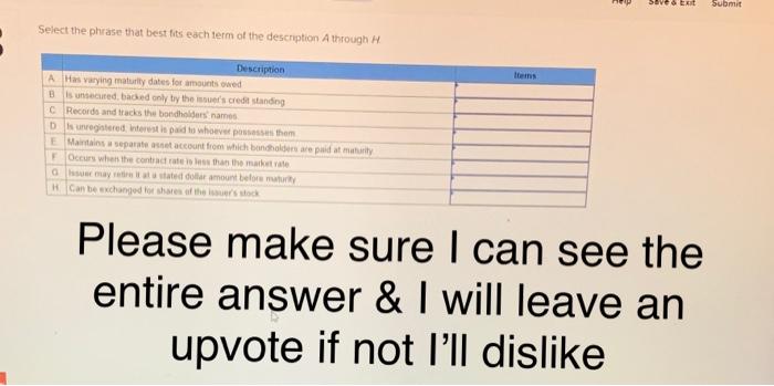  Saves Ent Submit Submit Select the phrase that best fits each