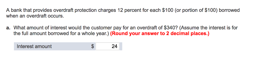 24 it is incorrect A bank that provides overdraft protection changes 12