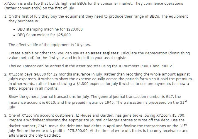 JUST DO PART 3 PLEASE XYZcom is a startup that builds high