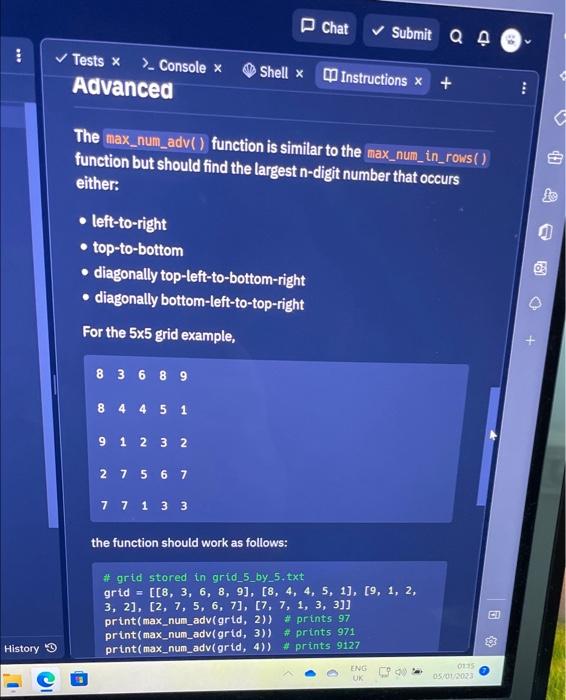 that reads in a square grid of numbers and find the largest