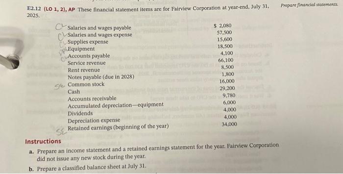 XIN b5012 E2.12 (LO 1, 2), AP These financial statement items