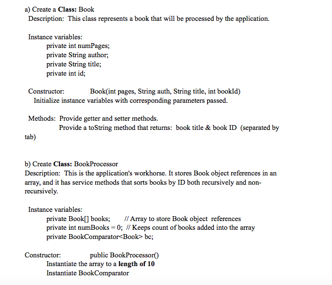  a) Create a Class: Book Description: This class represents a book