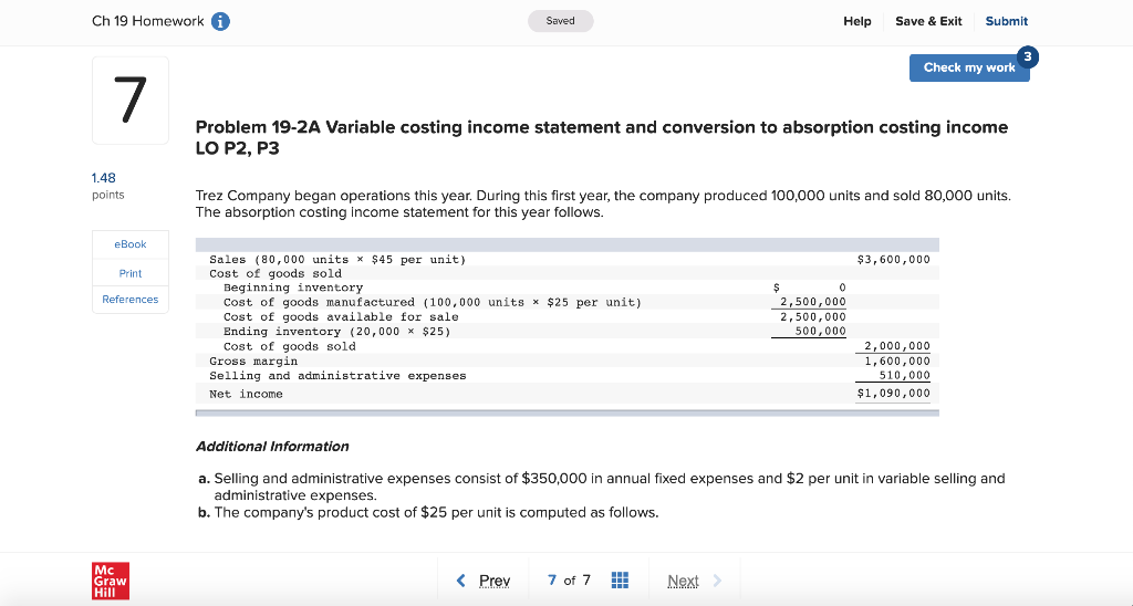 Ch 19 Homework a Saved Help Save & Exit Submit Check