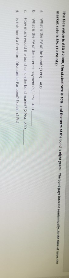 The face value is AED 82.000, the stated rate is 10%,