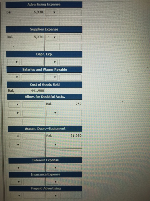 Sold Salaries and Wages Expense (sales) Advertising Expense Salaries and Wages Expense