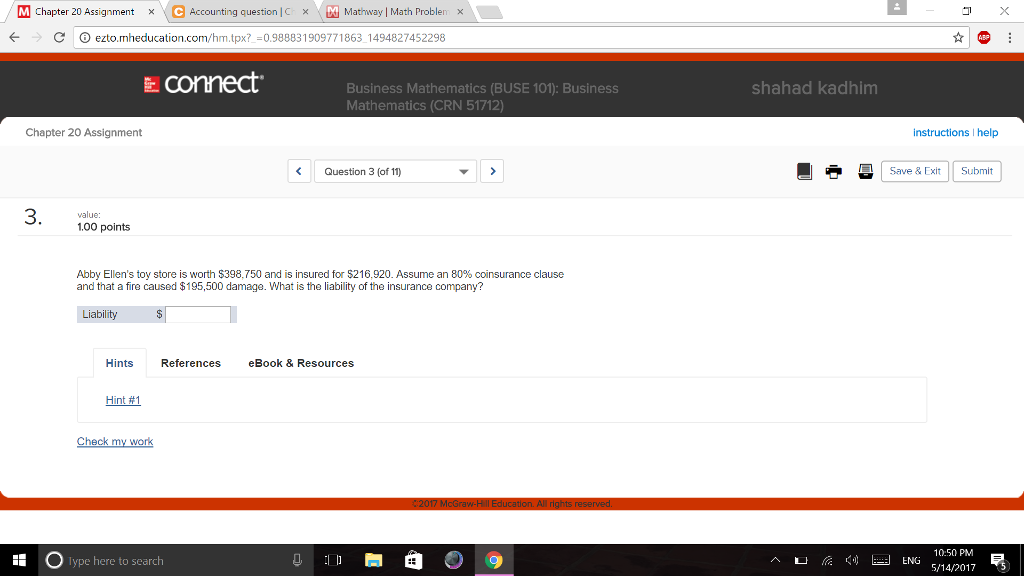  M chapter 20 Assignment x Accounting que I x M Mathway