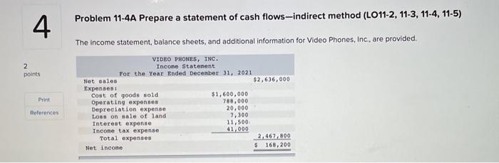  Problem 11-4A Prepare a statement of cash flows-indirect method (LO11-2, 11-3,