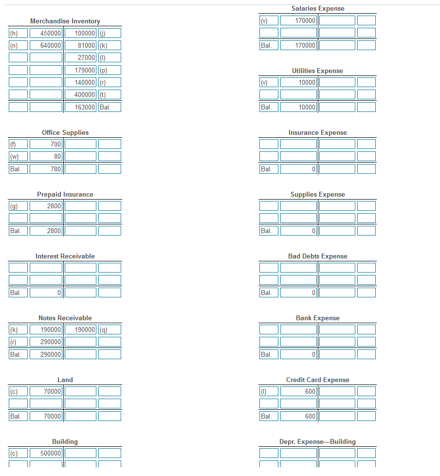 ((a), (b), (c), etc.) as posting references. Compute each account balance after
