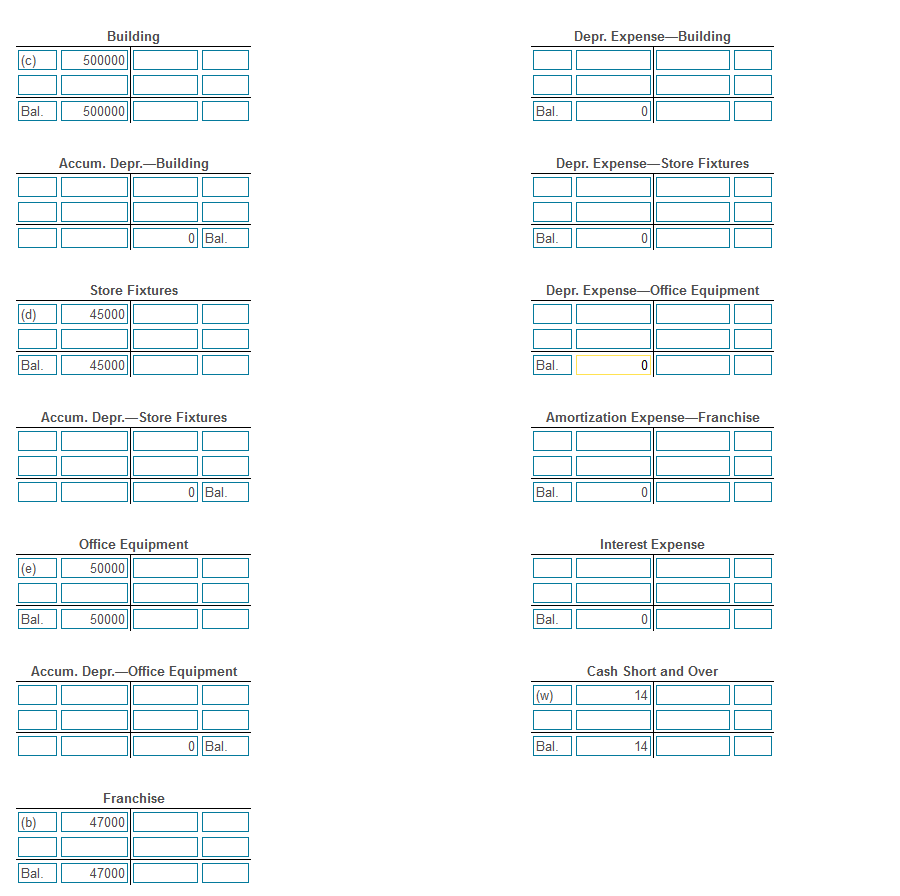 posting all of the transactions, and denote the balance as Bal. (For