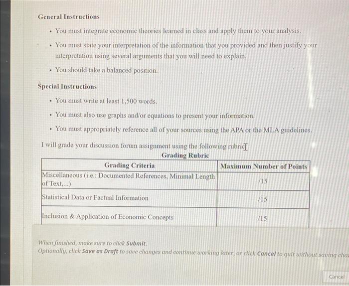 assignment, you must use detailed statistical data, researched information and economic theories
