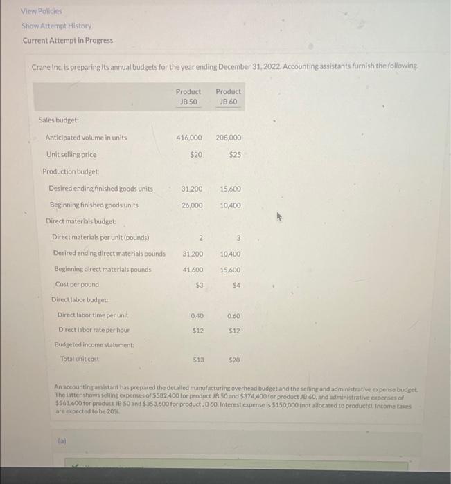 part e View Policies Show Attempt History Current Attempt in Progress Crane
