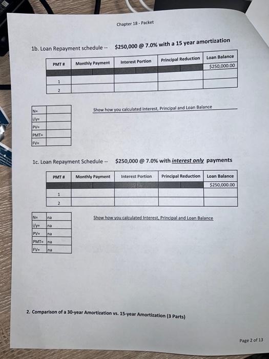 financial calculator (NO annuity formulas) - SHOW ALL WORK!! Chapter 18 -