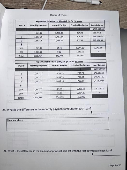 Packet a Chapter 18 Take Home Packet 1) Solve ALL. problems with