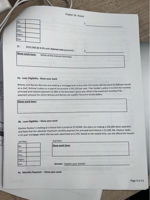 calculate the financial keys. No credit can be given if the work