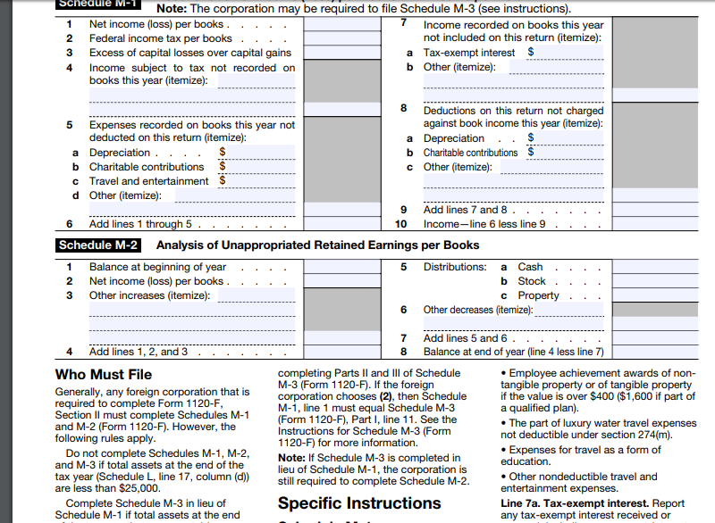 Please Complete M1 and M2 form Schedule M-T Note: The corporation may